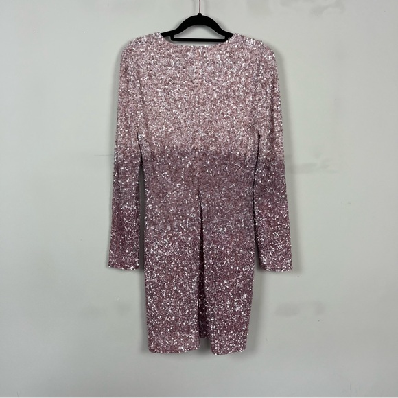 RETROFETE NIKKI OMBRE PINK MINI SEQUIN DRESS WITH SLEEVES SIZE MEDIUM - Picture 8 of 11